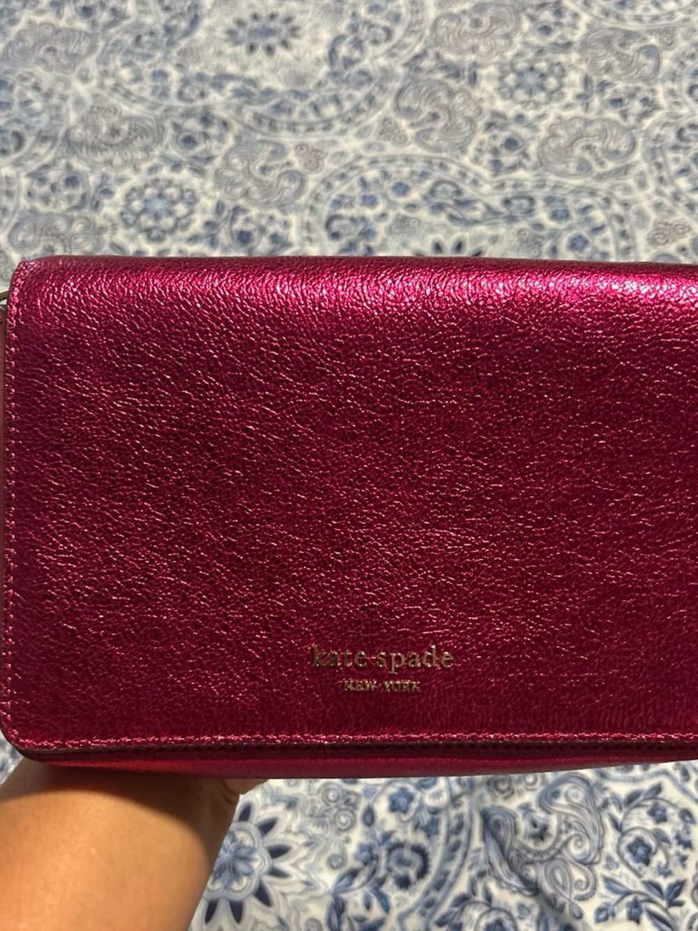 kate spade Metallic Fuchsia Compact Wallet